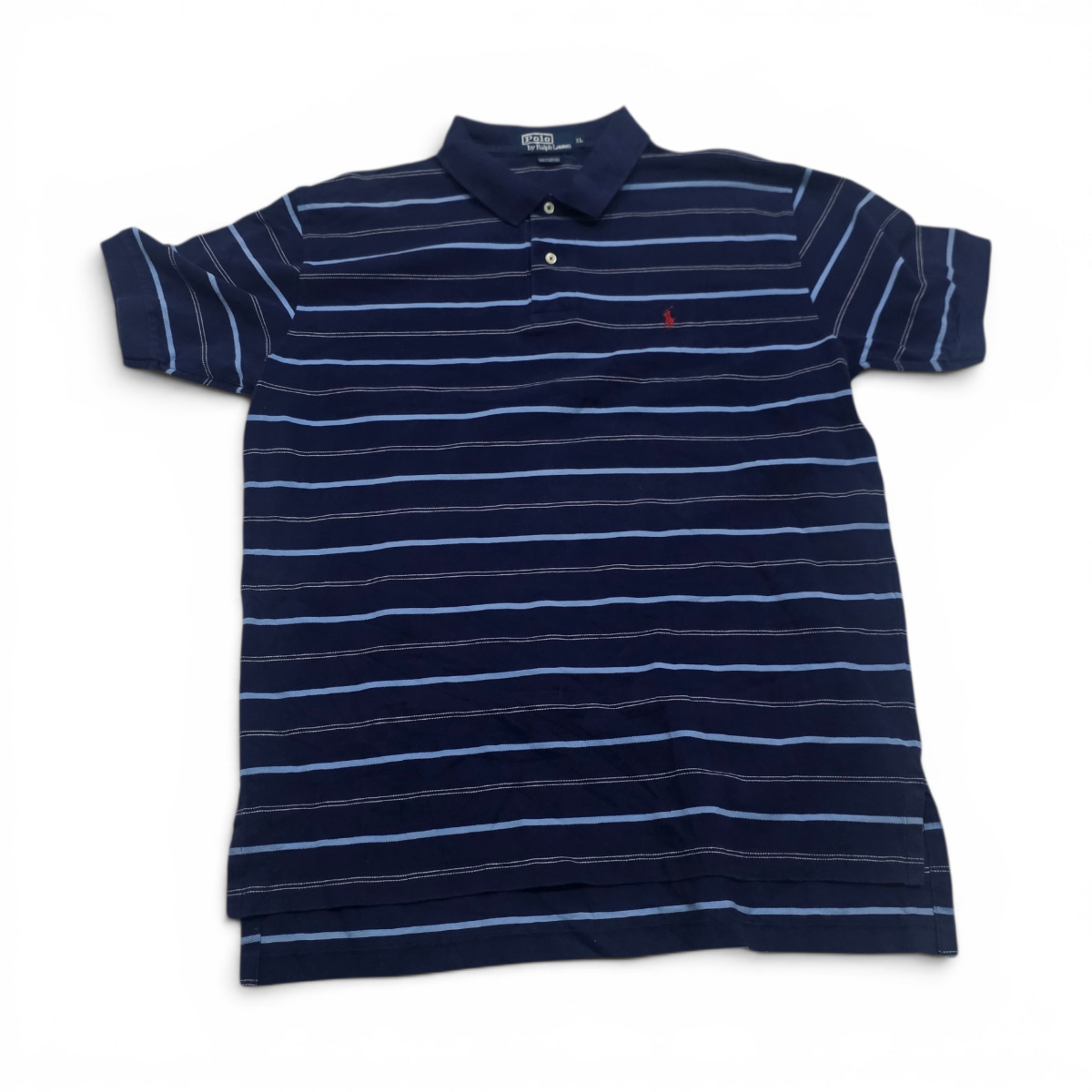 Playera Polo Ralph Laurenxgrande Azul Lineas Azul Pony Rojo