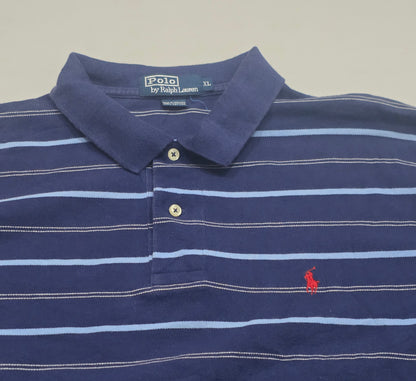 Playera Polo Ralph Laurenxgrande Azul Lineas Azul Pony Rojo