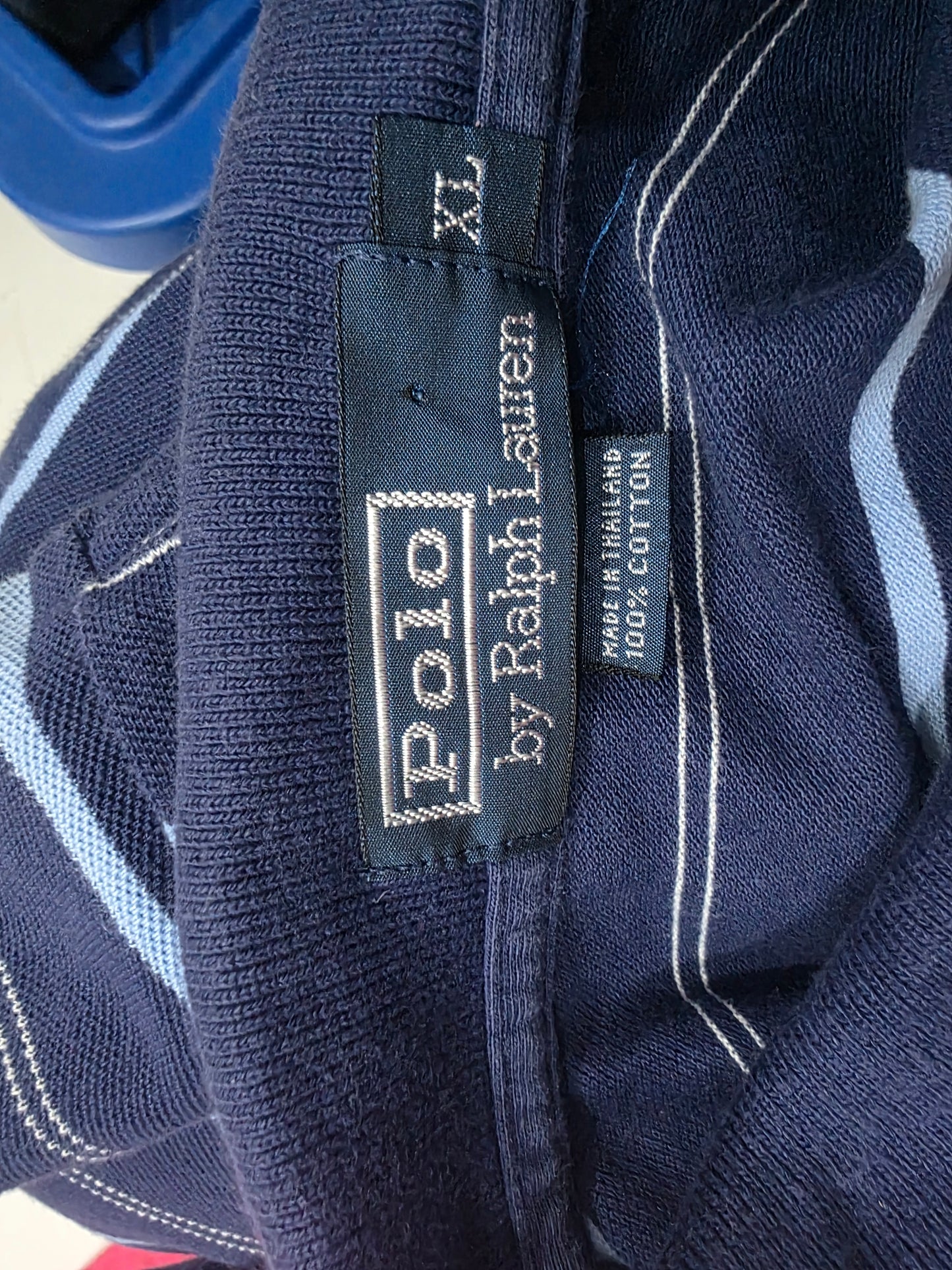 Playera Polo Ralph Laurenxgrande Azul Lineas Azul Pony Rojo