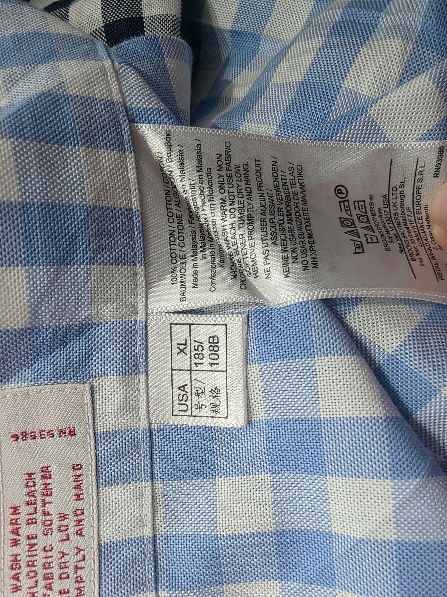 Camisa Brooks Brothers Xgrande Xl Cuadro Azul Colores
