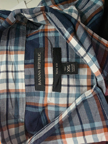 Camisa Tall Silmfit Banana Republic 2xl Cuadro Azul