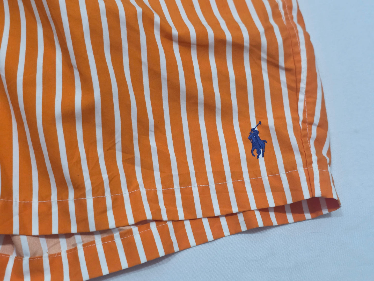 Bermuda Ralph Lauren Xxl Naranja Lineas Pony Azul Banador