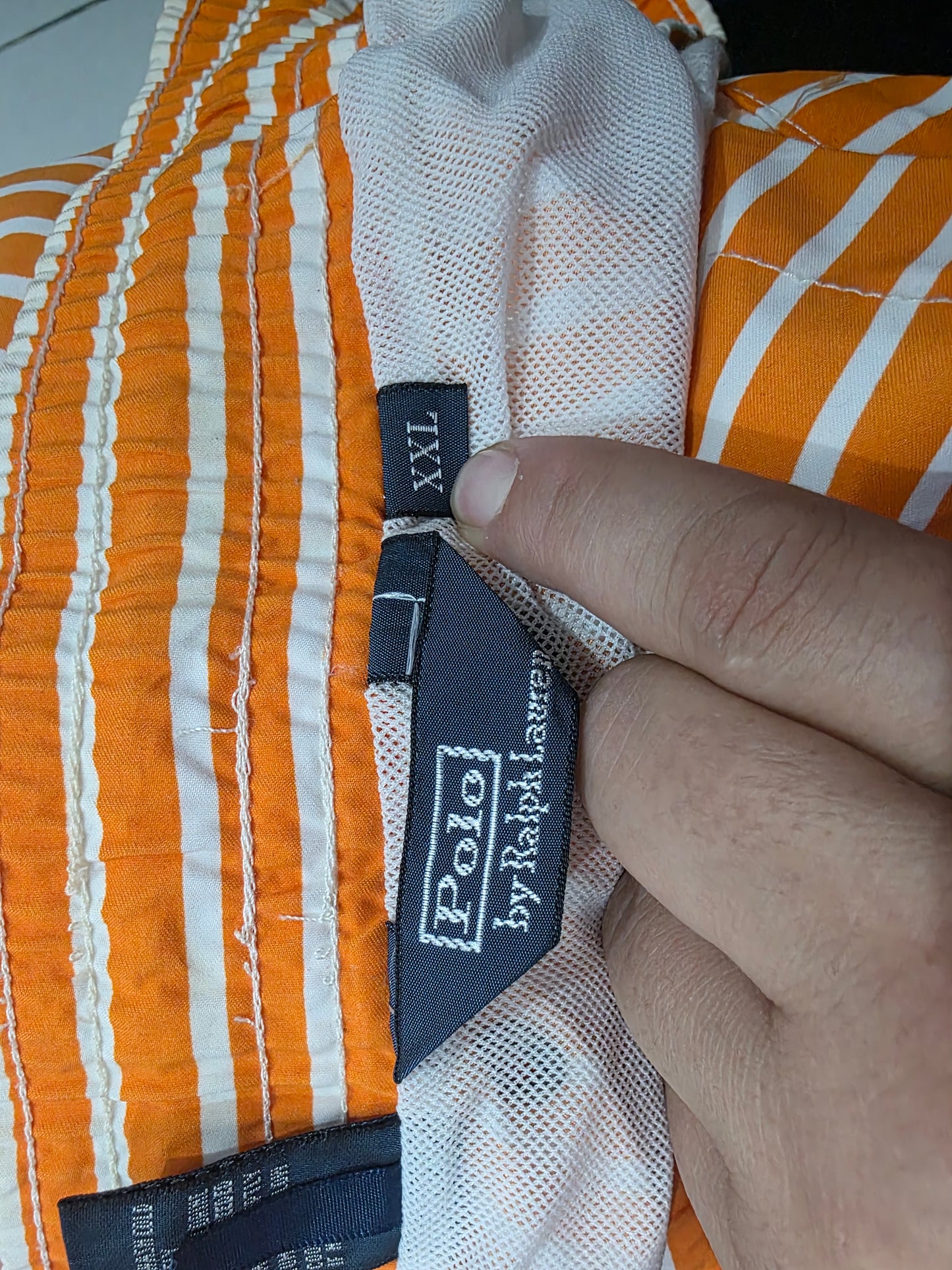 Bermuda Ralph Lauren Xxl Naranja Lineas Pony Azul Banador