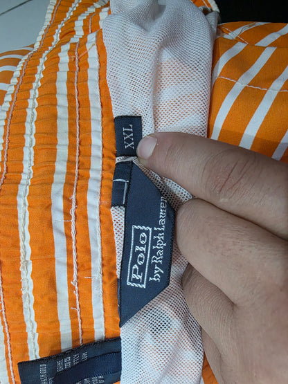 Bermuda Ralph Lauren Xxl Naranja Lineas Pony Azul Banador