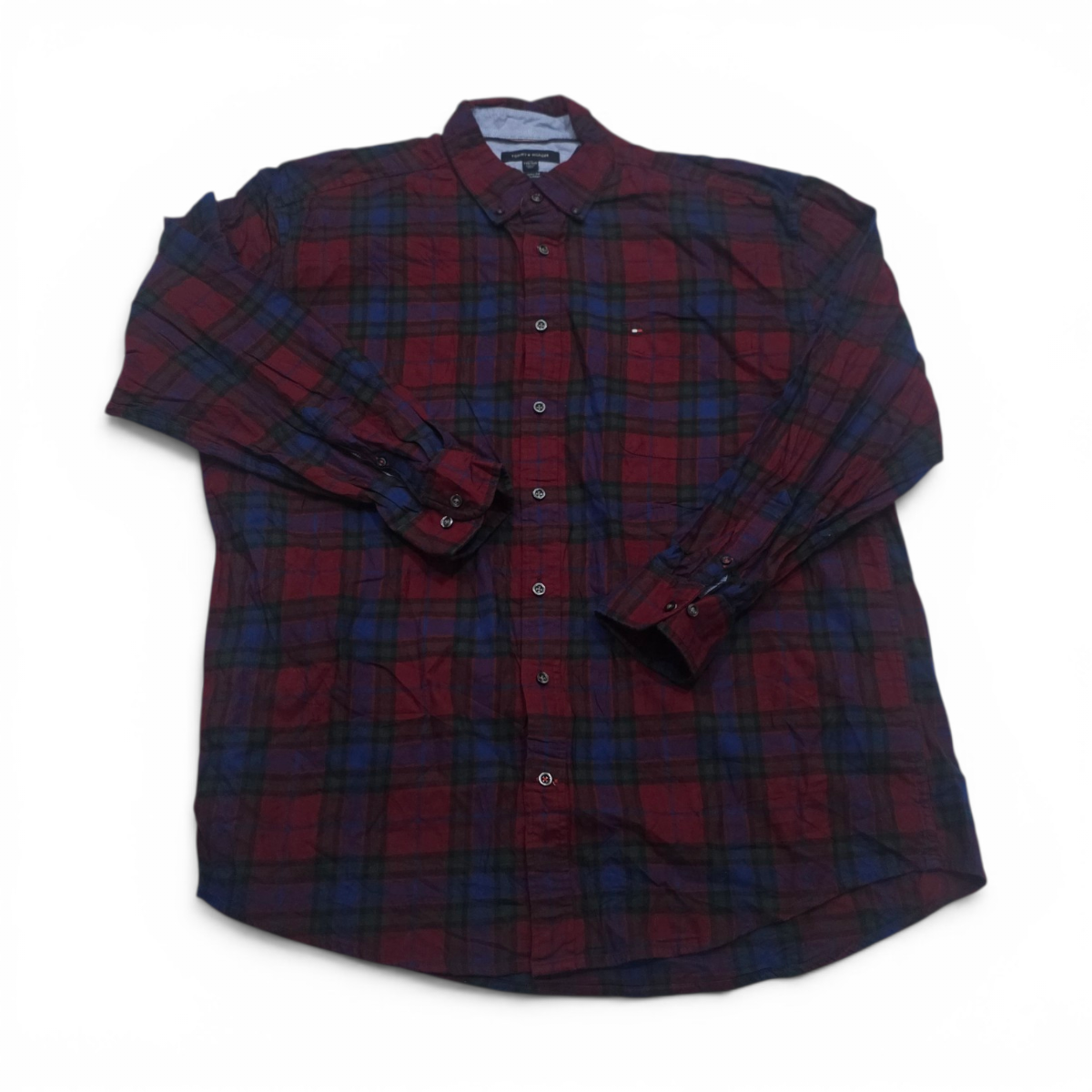 Camisa Classic Fit Tommy Hilfiger Xxl Cuadro Vino Y Azul
