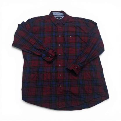 Camisa Classic Fit Tommy Hilfiger Xxl Cuadro Vino Y Azul