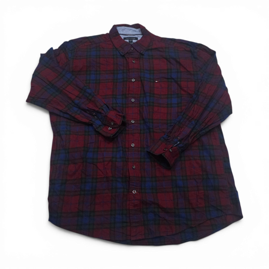 Camisa Classic Fit Tommy Hilfiger Xxl Cuadro Vino Y Azul