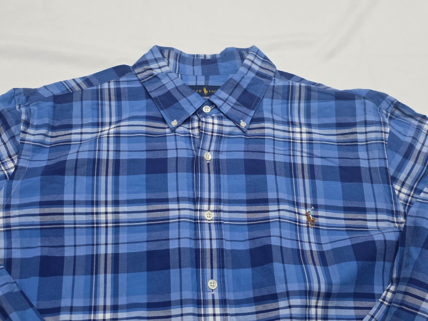 Camisa Ralph Lauren Xxl Cuadro Azul Pony Colores