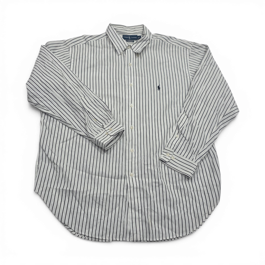 Camisa Ralph Lauren 18 34/35 Blanco Lineas Negro Pony Negro