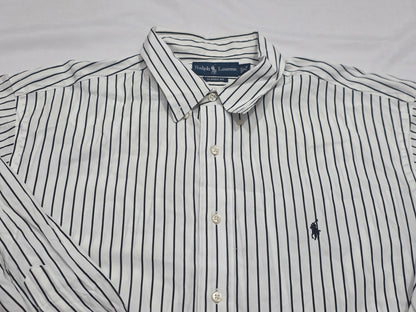 Camisa Ralph Lauren 18 34/35 Blanco Lineas Negro Pony Negro
