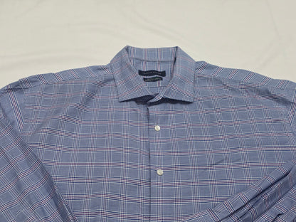 Camisa Tommy Hilfiger 18 1/2 34/35 Cuadro Azul Y Lila
