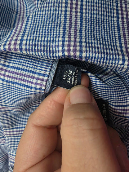 Camisa Tommy Hilfiger 18 1/2 34/35 Cuadro Azul Y Lila