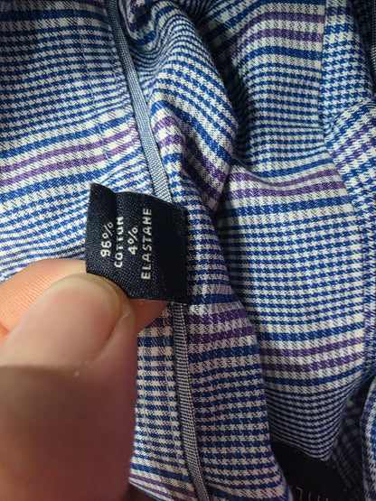 Camisa Tommy Hilfiger 18 1/2 34/35 Cuadro Azul Y Lila