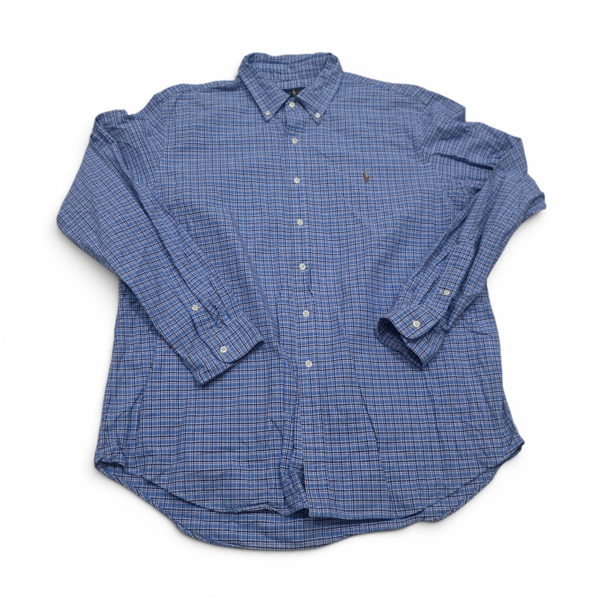 Camisa Ralph Lauren Xxlcuadro Azul Y Azul Claro Pony Colores