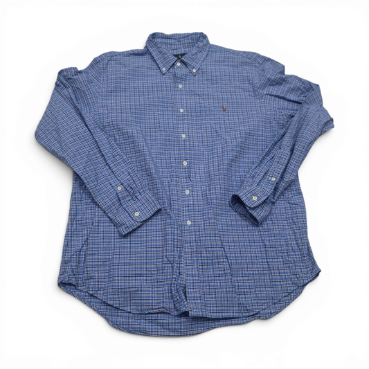 Camisa Ralph Lauren Xxlcuadro Azul Y Azul Claro Pony Colores