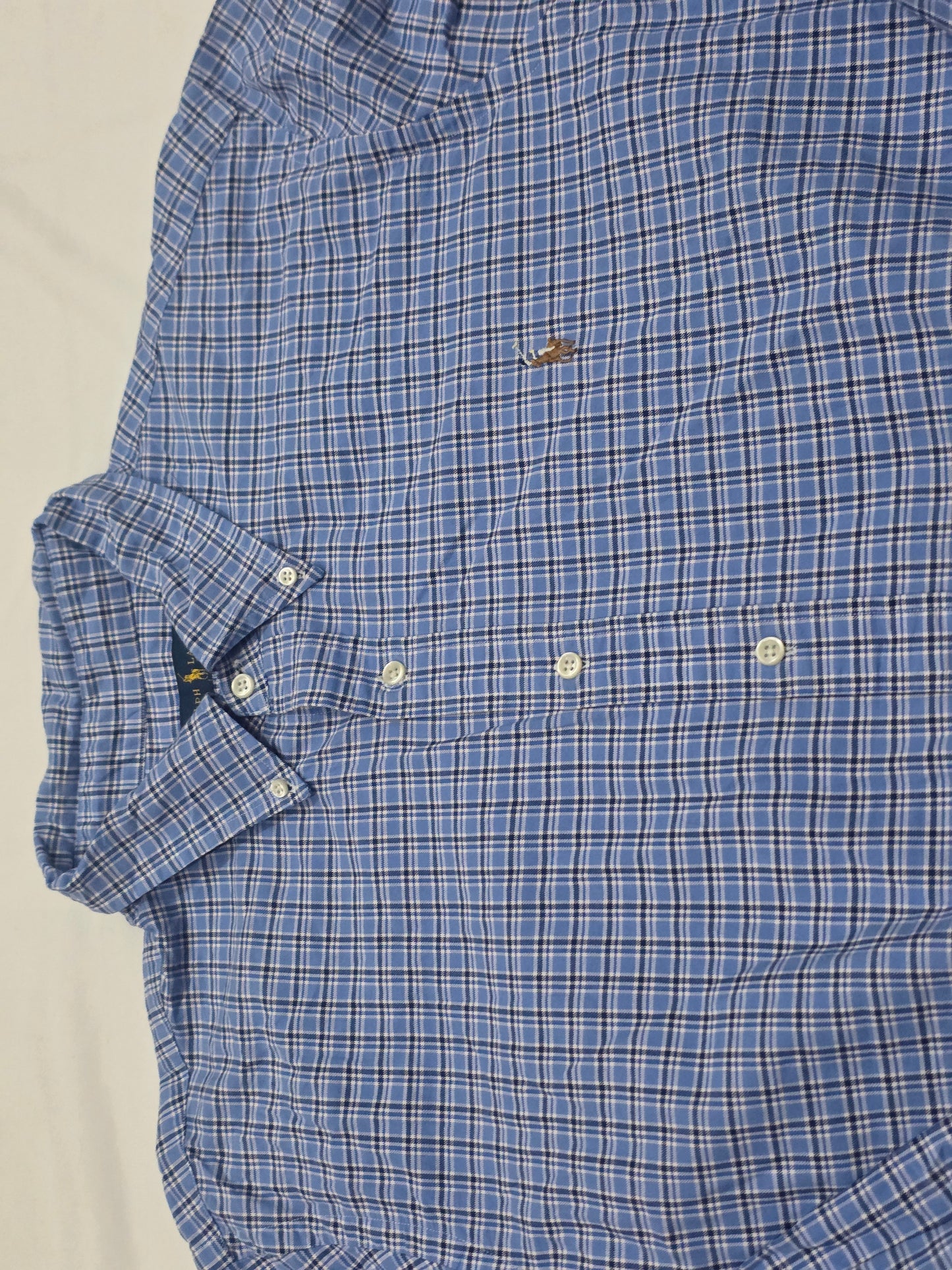 Camisa Ralph Lauren Xxlcuadro Azul Y Azul Claro Pony Colores