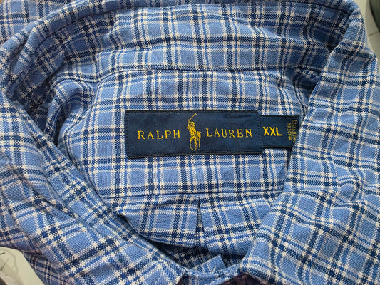 Camisa Ralph Lauren Xxlcuadro Azul Y Azul Claro Pony Colores