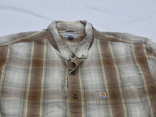 Camisa Manga Corta Carhartt 2xl Cuadro Cafe