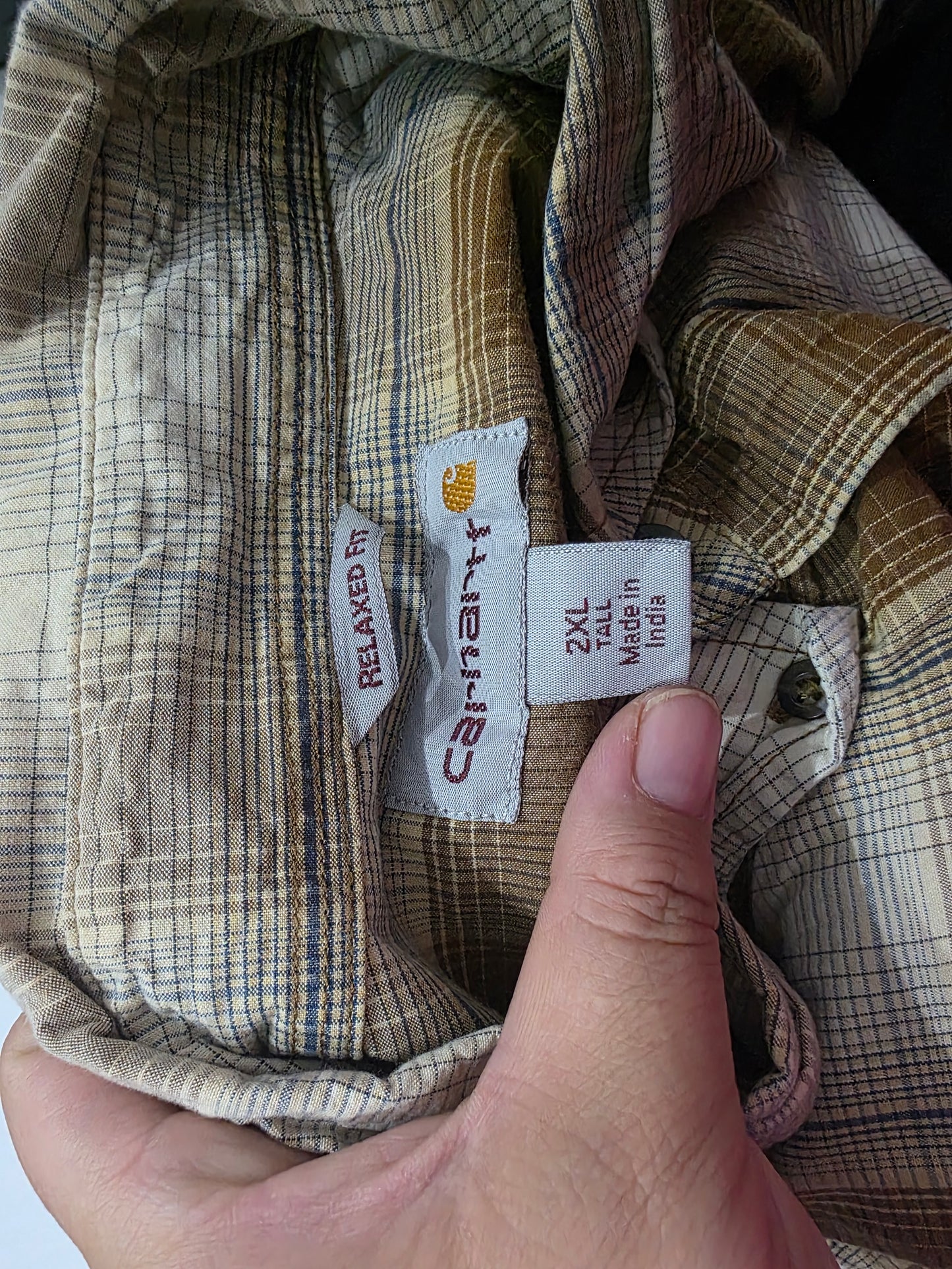 Camisa Manga Corta Carhartt 2xl Cuadro Cafe