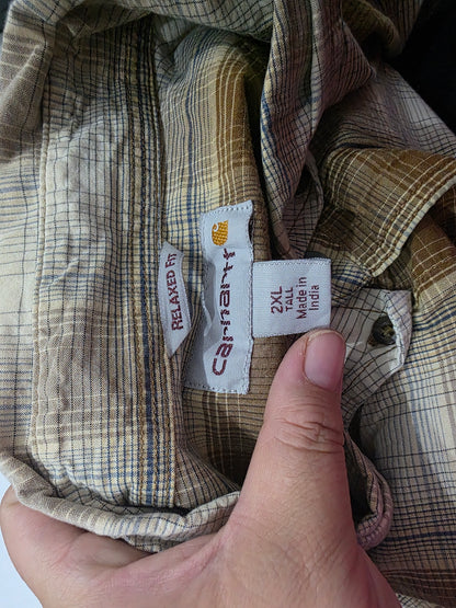 Camisa Manga Corta Carhartt 2xl Cuadro Cafe