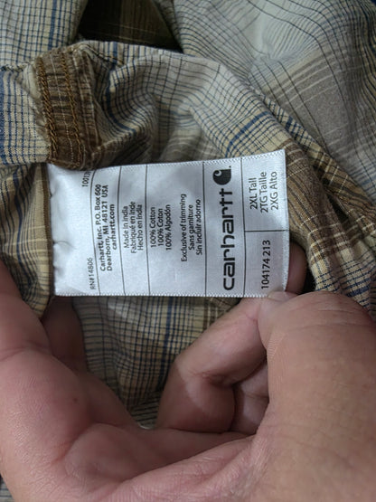 Camisa Manga Corta Carhartt 2xl Cuadro Cafe