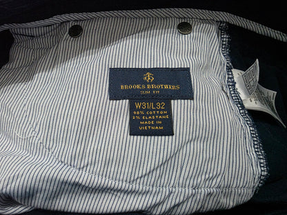 Pantalon Brooks Brothers 31x32 Slim Fit Azul Pana (Usado)
