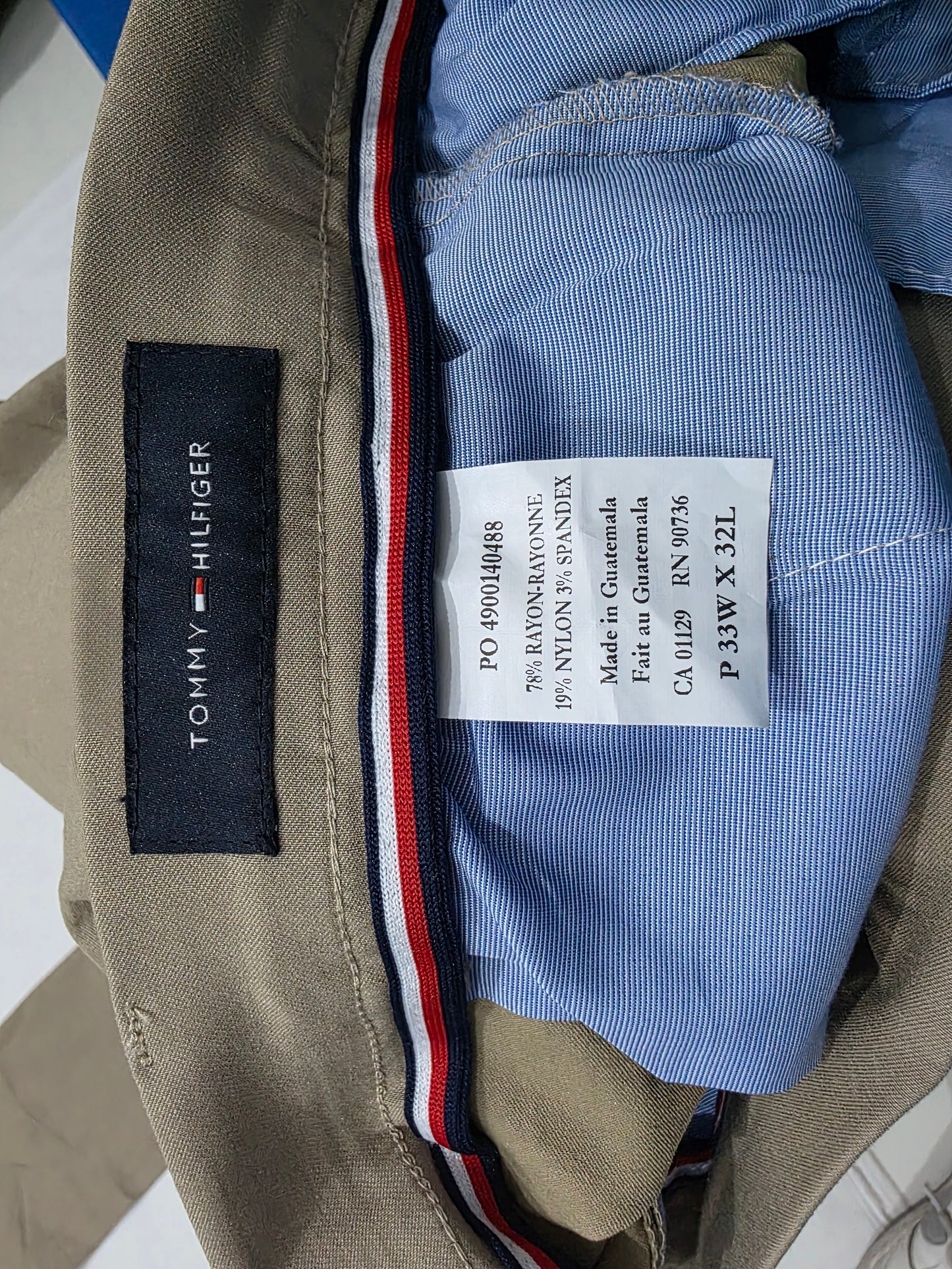 Pantalon Tommy Hilfiger 33x32 Slimfit Stretch Flex Cafe (Usado)