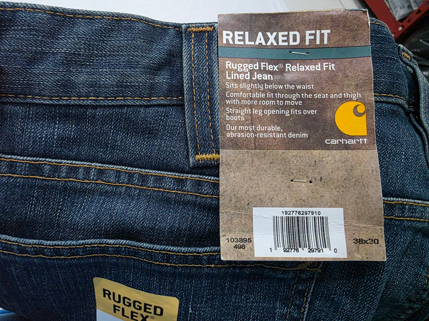 Pantalon Carhartt 38x30 Relaxed Fit Azul Forro Interno Gris (NUEVO)