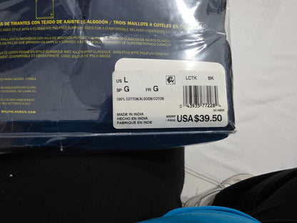 Paquete 3 Playeras sin mangas Ralph Lauren Grande L Negro (NUEVO)