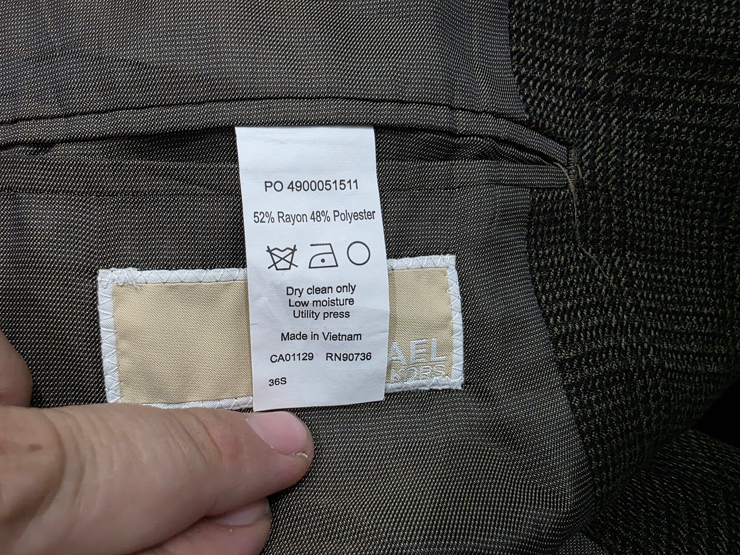 Saco Michael Kors 36s Café Cuadro (Usado)