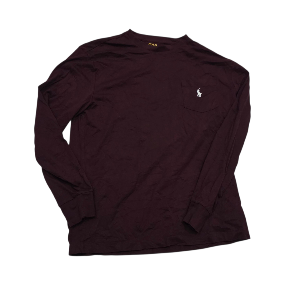 Playera Ralph Lauren Chico S Classic Fit Vino Manga Larga (Usado)
