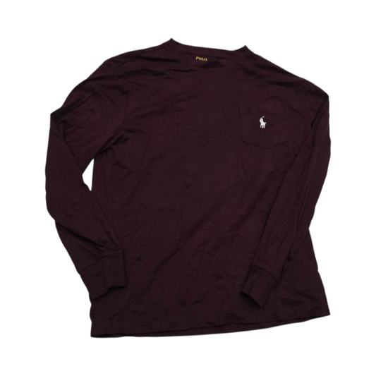 Playera Ralph Lauren Chico S Classic Fit Vino Manga Larga (Usado)