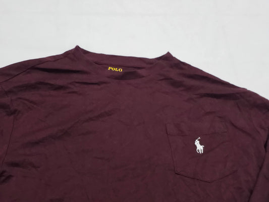 Playera Ralph Lauren Chico S Classic Fit Vino Manga Larga (Usado)