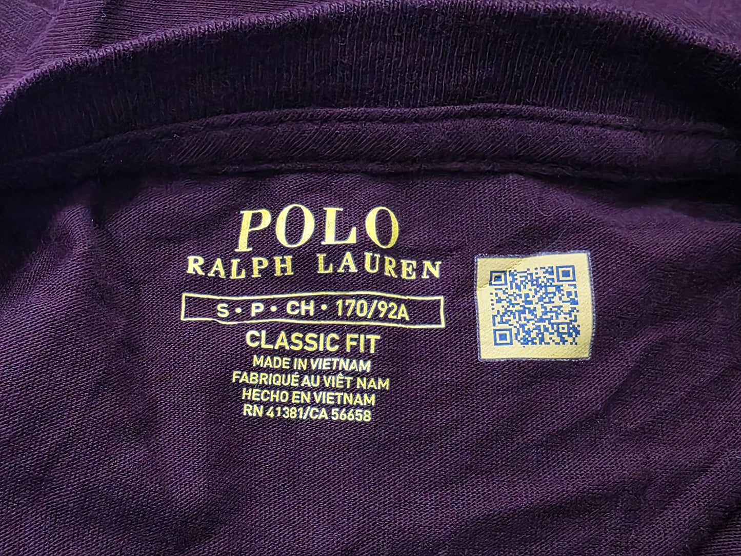 Playera Ralph Lauren Chico S Classic Fit Vino Manga Larga (Usado)