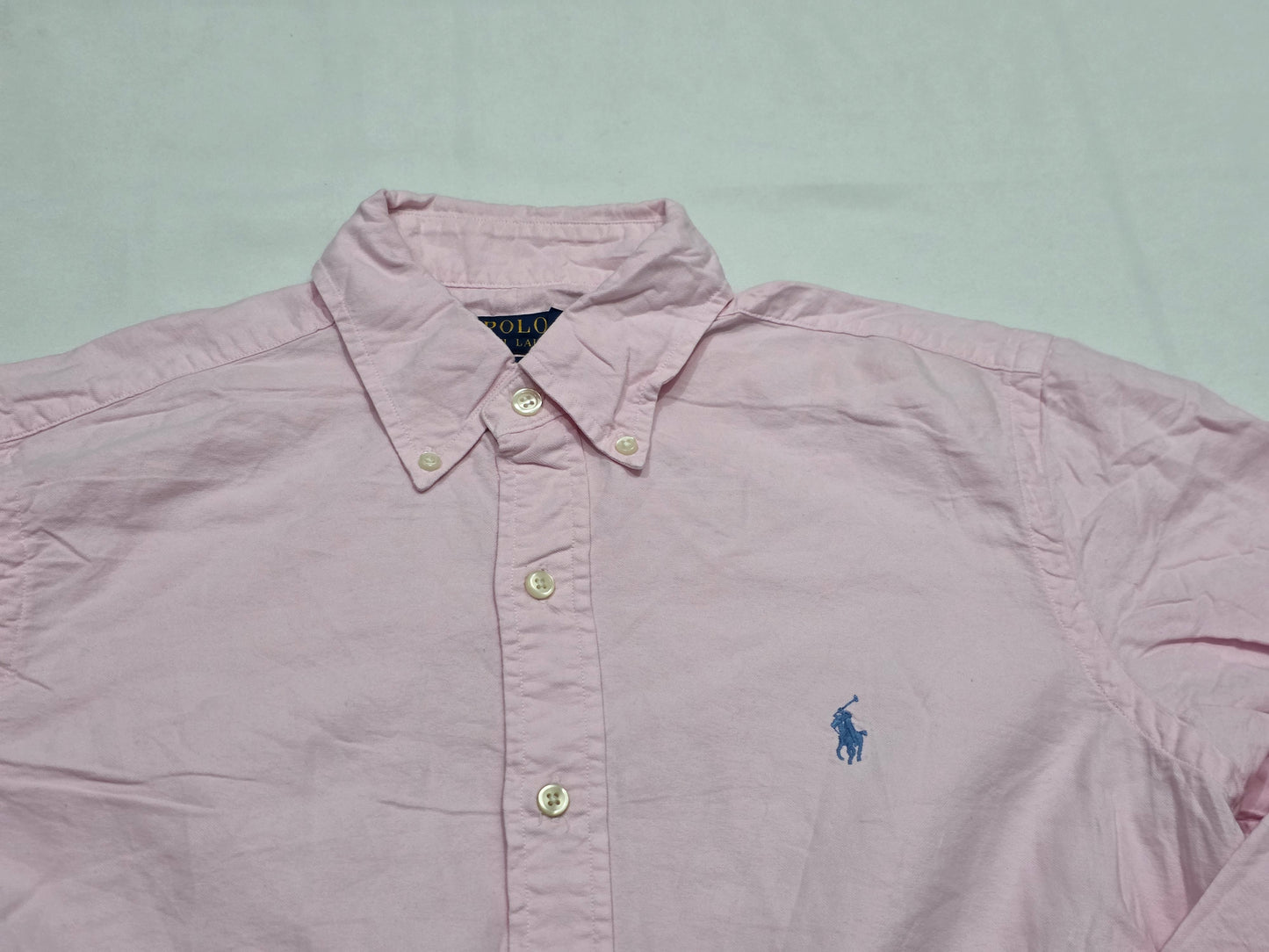Camisa Ralph Lauren Chico S Classic Fit Rosa Pony Azul (Usado)