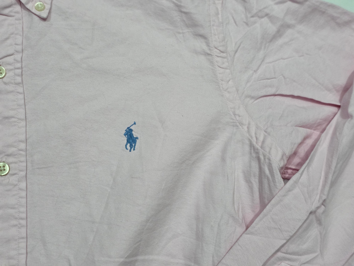 Camisa Ralph Lauren Chico S Classic Fit Rosa Pony Azul (Usado)