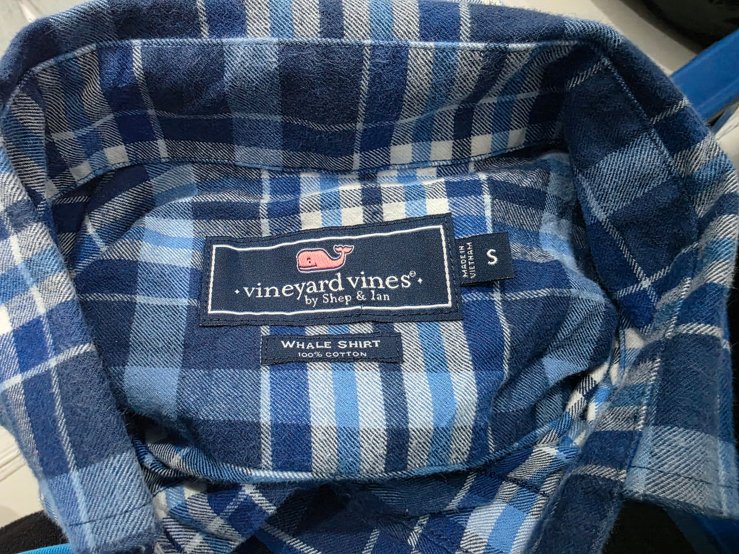 Camisa Vineyard Vines Chico Cuadro Azul Whale Shirt (Usado)