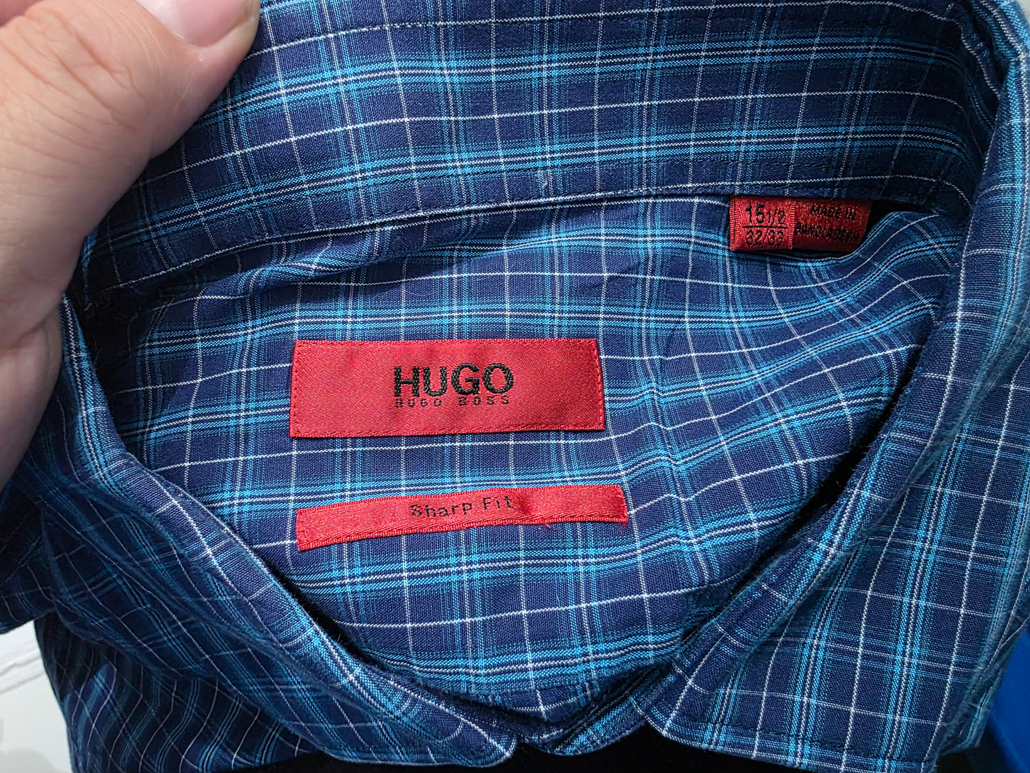 Camisa Boss Mediana 15 1/2 32-33 Sharp Fit Azul Cuadro (Usado)