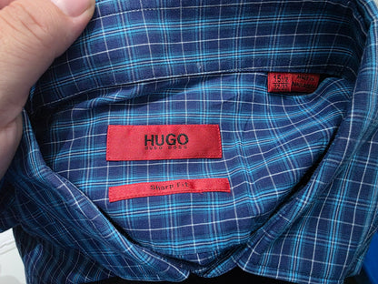 Camisa Boss Mediana 15 1/2 32-33 Sharp Fit Azul Cuadro (Usado)