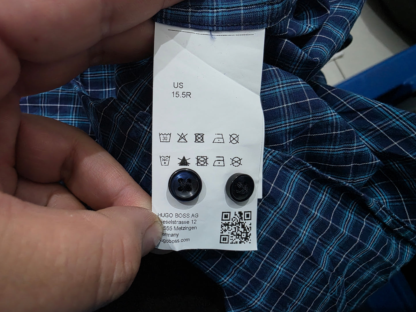 Camisa Boss Mediana 15 1/2 32-33 Sharp Fit Azul Cuadro (Usado)