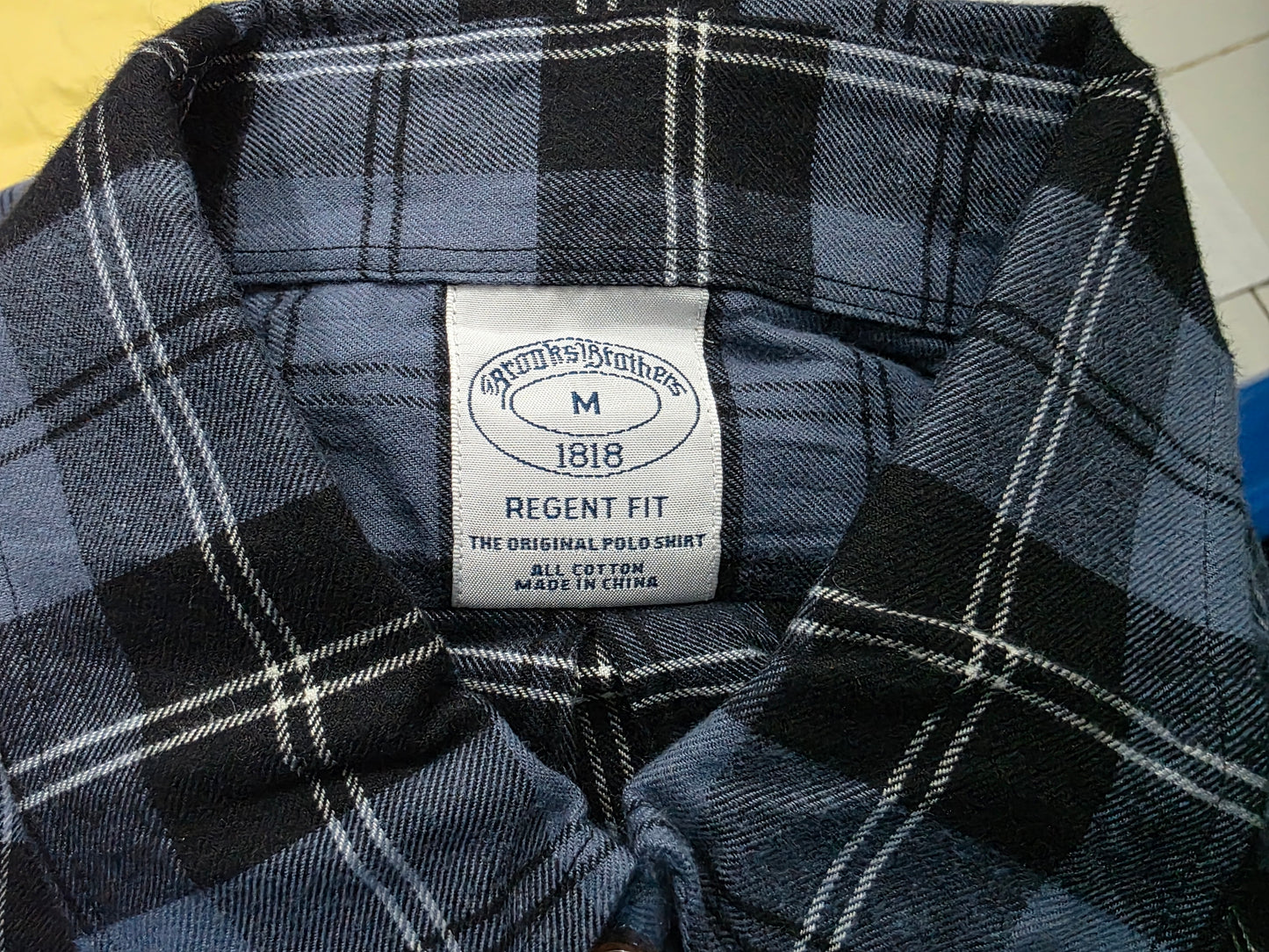 Camisa Brooks Brothers Mediana Azul Negro Cuadro Regent Fit (Usado)