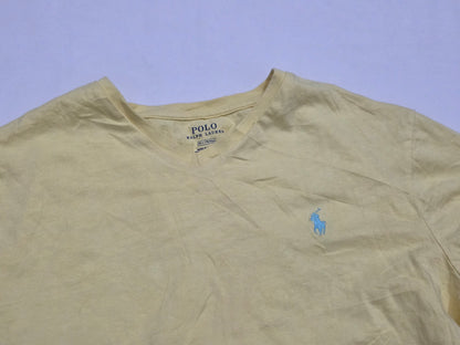 Playera Ralph Lauren Mediana Amarillo Pony Azul Claro (Usado)