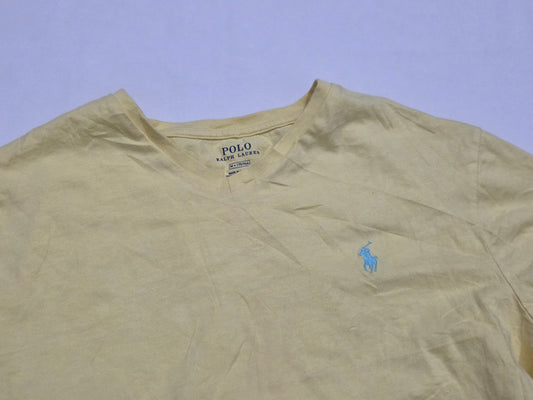 Playera Ralph Lauren Mediana Amarillo Pony Azul Claro (Usado)