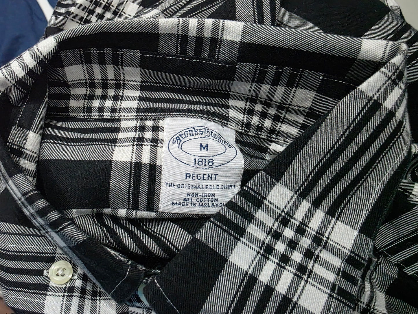 Camisa Brooks Brothers Mediana M Regent Cuadro Negro Blanco (Usado)