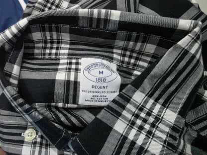 Camisa Brooks Brothers Mediana M Regent Cuadro Negro Blanco (Usado)