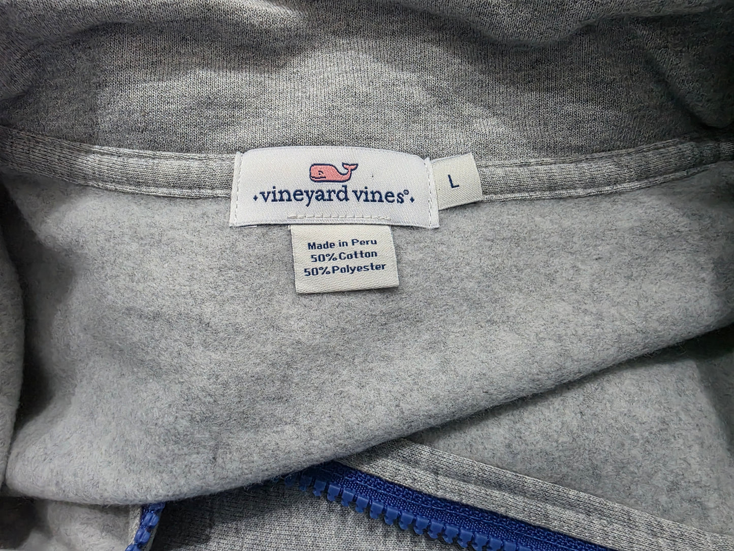 Sudadera Vineyard Vines Grande L Gris Claro Cierre Corto (Usado)