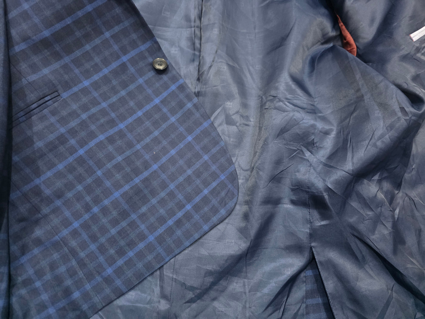 Saco Tommy Hilfiger 44r Cuadro Azul Marino (Usado)