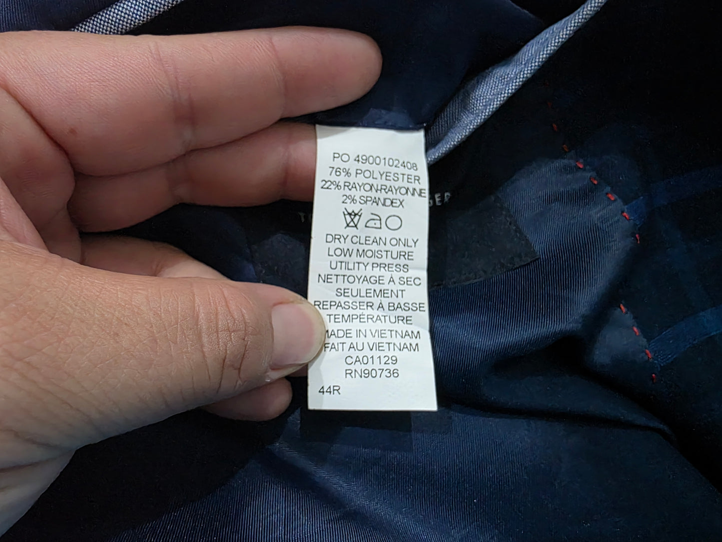 Saco Tommy Hilfiger 44r Cuadro Azul Marino (Usado)