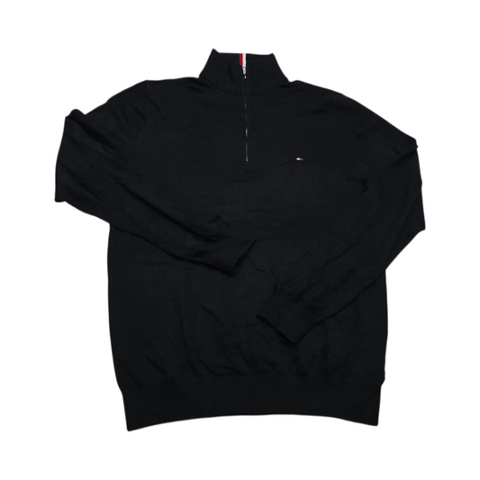 Sueter Tommy Hilfiger Grande L Negro Cierre Corto (Usado)