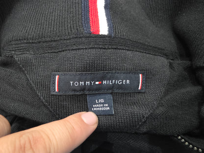 Sueter Tommy Hilfiger Grande L Negro Cierre Corto (Usado)